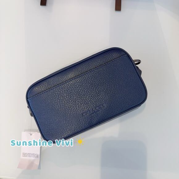 NWT COACH Men's Jayden Crossbody CR179 Leather Deep Blue - Picture 1 of 9
